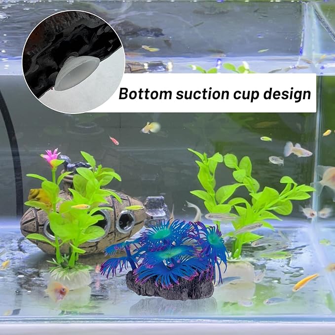 WishLotus Coral Reef Fish Tank Decorations, Silicone Simulate Aquarium Plants for Small Aquatic Pets Hide Play (Orange)