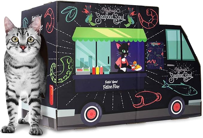 American Cat Club Cat House with Scratcher & Catnip Included - Food Truck