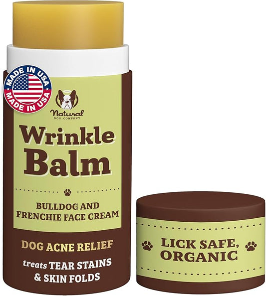 Natural Dog Company Wrinkle Balm for Dogs – Dog Wrinkle Balm for Skin Folds, Facial Creases & Wrinkles, Lick-Safe Wrinkle Cream for Bulldogs, Pugs & Bully Breeds, Daily Skin Care, 2 oz Stick