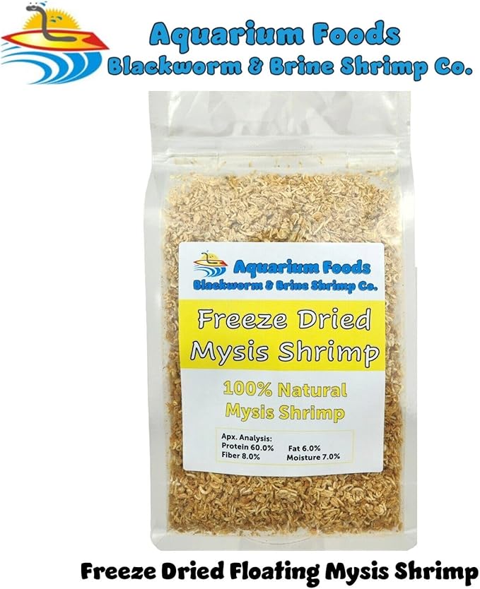 Mysis Shrimp, Floating Freeze Dried Mysis Shrimp for Marines, Corals, Anemones, All Tropical Fish, Cichlids, Discus, Tetras, Goldfish, Catfish, Koi & Pond Fish…6.2oz Clear Bag