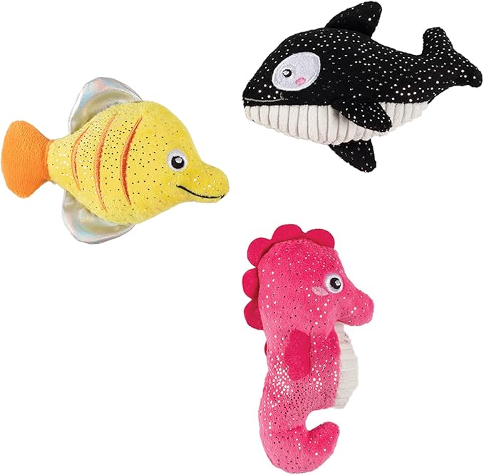 Fringe Studio Plush Dog Toy, 3 Pieces Set, HIGH FIN Buds, Pet Shop Collection (662174)