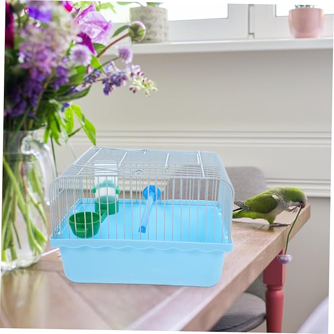 Portable Small Bird Travel Cage with Perch Food Container Water Bottle Abs Iron Construction Spacious Lightweight Carrier for Parrots Lovebirds and Small Pets for Random Color
