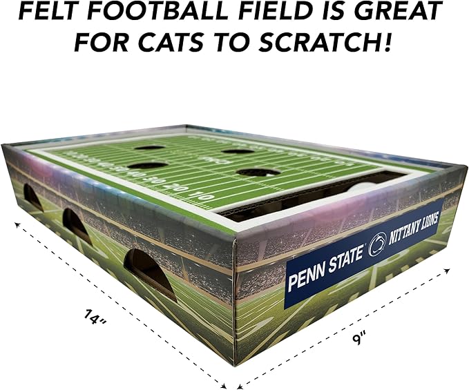 Pets First NCAA Penn State Nittany Lions Cat Scratcher Box, Game Day Cat Toy, NCAA Football Field Designed Cat Scratcher and Lounge, Stimulating Cat Game