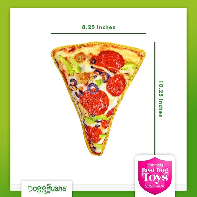 Doggijuana Cafe Combo Refillable Juananip Toy Bundle | Supreme Pizza & Pepperoni Pizza | Funny Dog Toy Plush with Catnip and Refill | Interactive Chew for Play