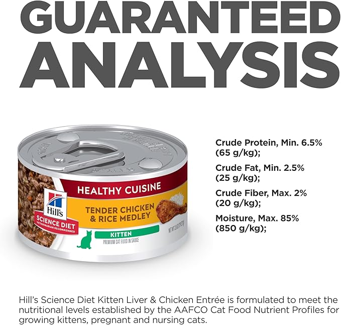 Hill's Science Diet Kitten Healthy Cuisine Wet Cat Food, Chicken & Rice, 2.8 oz. Cans, 24-Pack