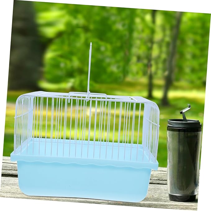 Happyyami Portable Bird Travel Cage for Small Animals Compact Carrier for Parakeets Lovebirds and Cockatiels Transparent Observation Window for Travel and Home Use