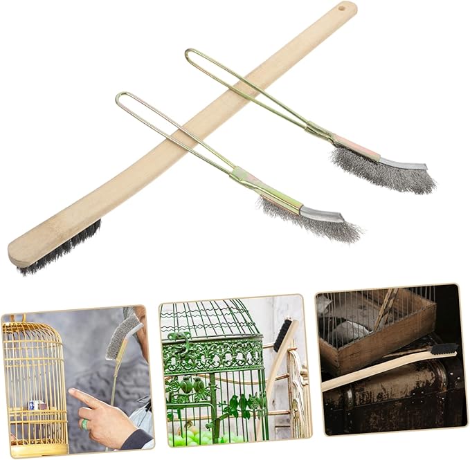 3pcs Bird Cage Cleaning Brush Wooden Handle Gentle Soft Bristles for Parrot Cage Maintenance Portable and Multi-Purpose Pet Cleaning Tool
