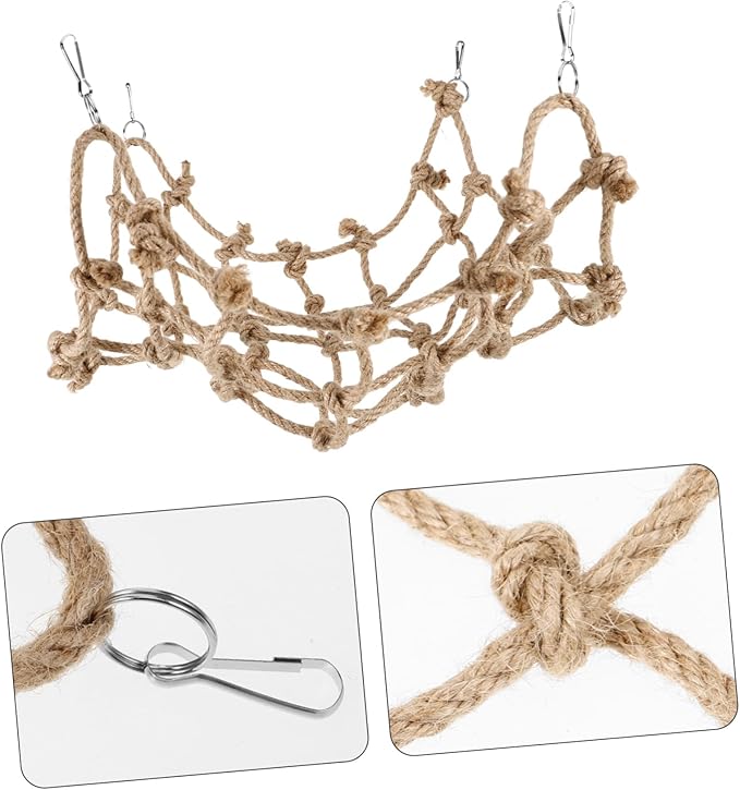 Abaodam Parrot Climbing Net Hammock Wear Bird for Pet Birds Hanging Accessory for Cage Sturdy Climbing Net for Parrots and Squirrels for Active Playtime