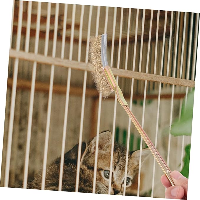 ORFOFE 1set Bird Cage Cleaning Brush Set with Bristles for Pet Cages and Design Versatile Tool for Bird Droppings and Small Animal Waste Includes Brush Handle and Curved