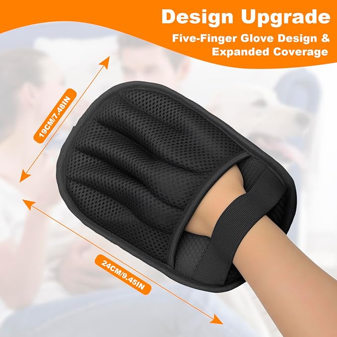 2 pairs of pet grooming gloves, suitable for cats and dogs. Five-finger static pet grooming gloves. Reusable pet grooming tools for sofas, clothes, pet beds and carpets. (Five finger style)
