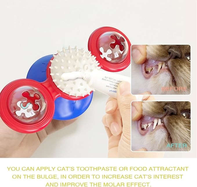 Interactive Cat Toys & Treat Dispenser with Catnip Ball - Chew, Scratch, Rub & Teeth Grooming Toys for Indoor Cats, BPA-Free, Sturdy TPR (Aqua)