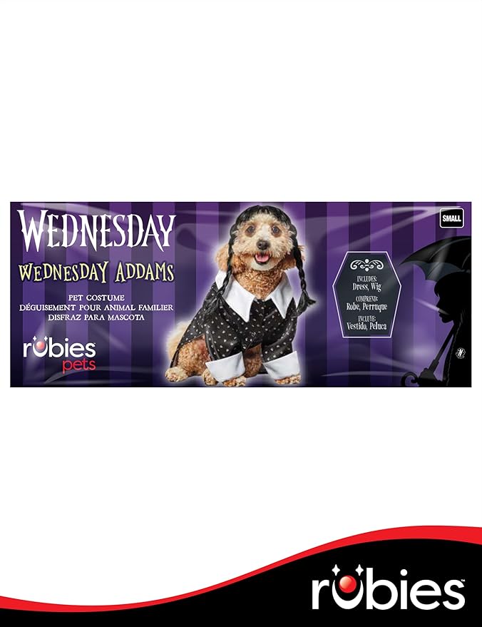 Wednesday TV Series: Wednesday Addams Pet Costume for For Dogs or Cats by Rubies, Medium