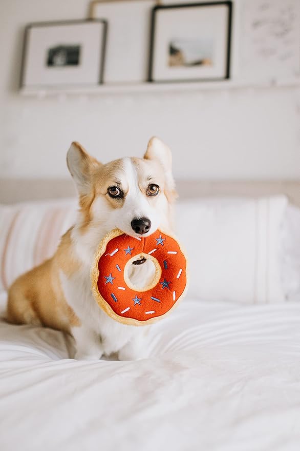 ZippyPaws Americana Jumbo Donutz - Summer Donut Dog Toy with No Stuffing for Girl & Boy Dogs, Squeaky Dog Toy Gifts for Dog Dads, (ZP1024)