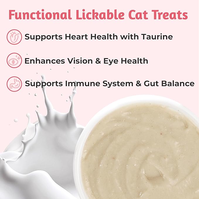Just Try Taurine Lickable Cat Treats, Creamy Squeezable Purée with Goat Mlik, Taurine & Vitamin E, Support Heart & Vision, Grain Free, 0.5 Ounces Each 20 Tubes