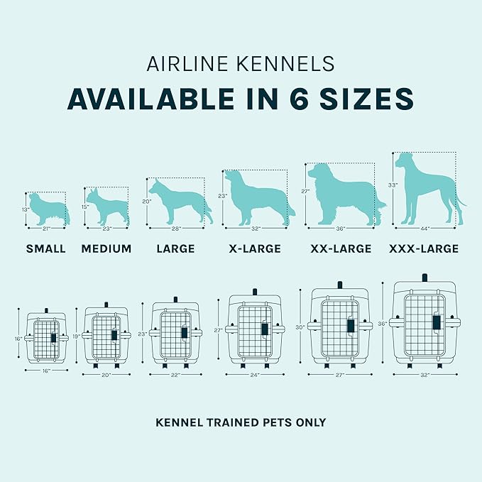 SportPet Airline Compliant LARGE 31.5" Travel Dog Kennel- Durable Plastic Airline Pet Carrier w/ Removable Wheels & Food Bowls, Collapsible Indoor/Outdoor Dog Kennel, Dogs up to 28"L & 20"H-Dark Gray