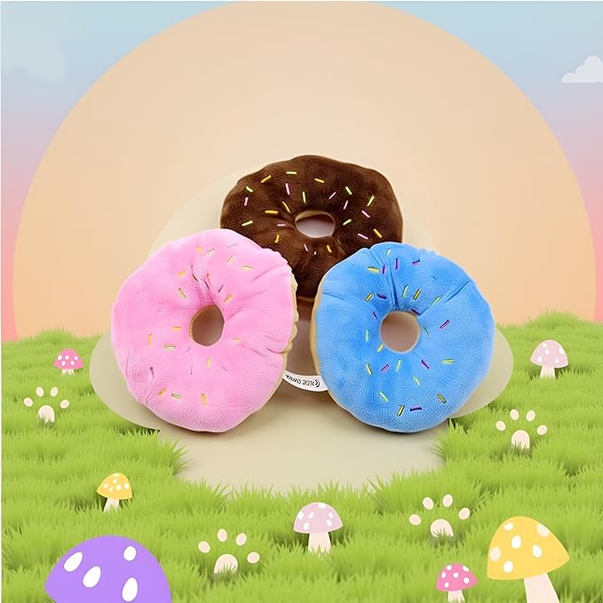 3 Pcs Colorful Pet Toy Donut-Shape Squeaky Squeaker Puppy Dog Pet Cat Kitten Sound Chews Toy Random Color Sturdy and Practical Simple and Sophisticated Design，Toys，Dog Squeak Toys