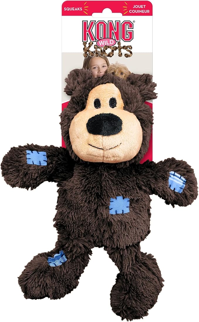 KONG Wild Knots Bears - Durable Dog Toys with Internal Knotted Ropes and Minimal Stuffing for Less Mess (Assorted Colors) (Medium/Large)