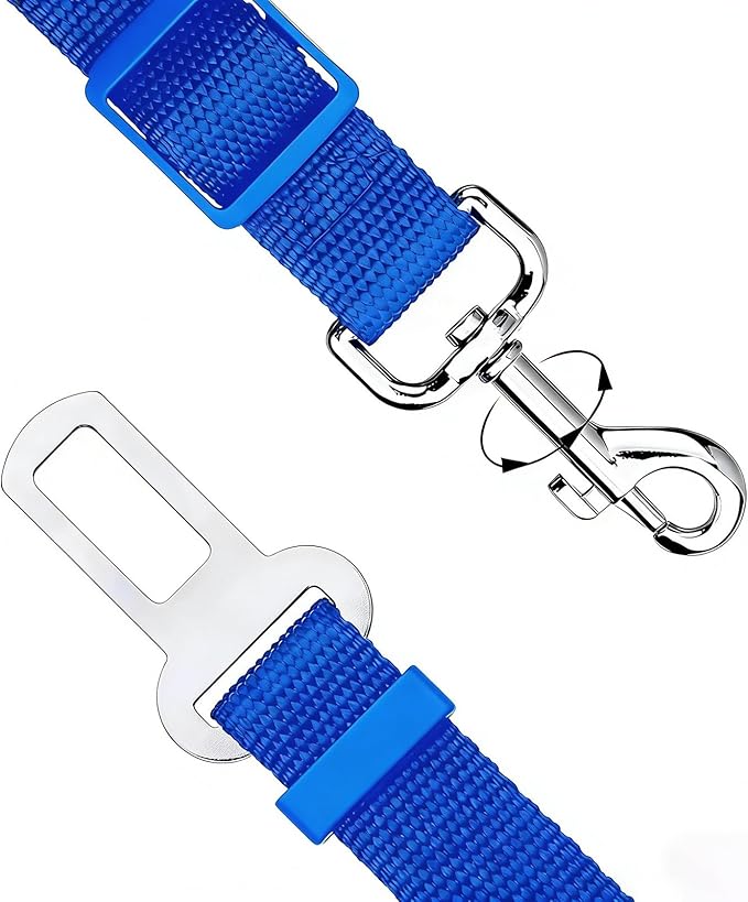 Elisel 2 Packs Adjustable Length Pet Dog Cat car seat Belt Pet seat Belt Pet Accessories for Dogs Cats and Pets (Blue Black)