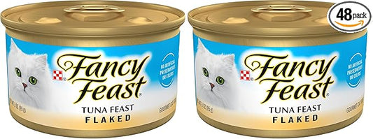 Fancy Feast Purina Wet Cat Food Flaked Tuna Feast - 3 oz. Cans (Pack of 48)