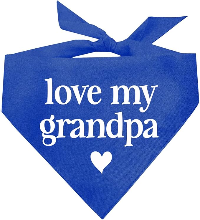 Love My Grandpa Father's Day, Valentine's Day Dog Bandana (426 Royal, One Size)