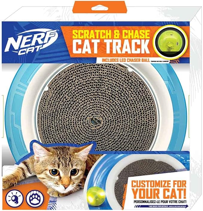 Nerf Dog 15in ABS Cyclone Track Ring with Scratcher and LED Ball, (NC-7897)