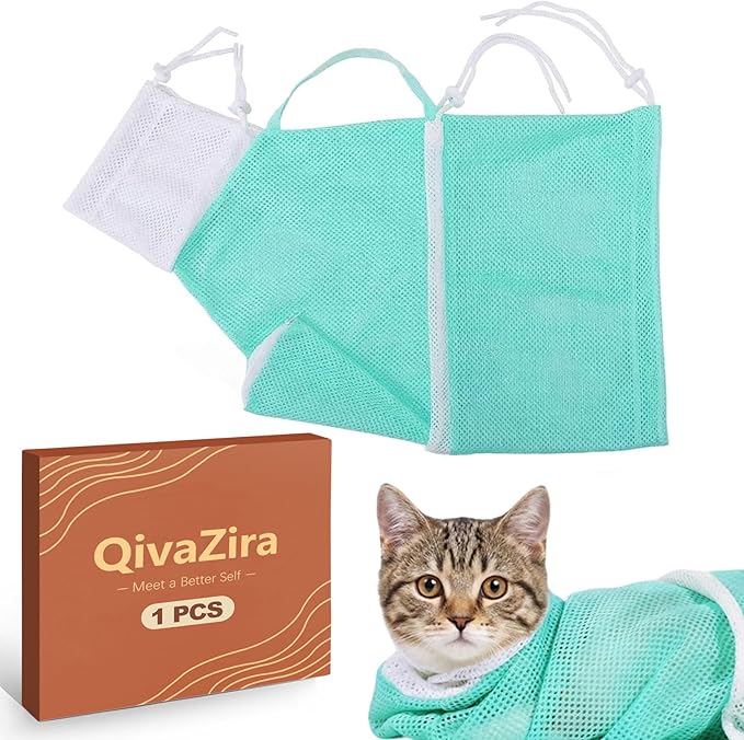 1 Piece Cat Bathing Bag Cat Grooming Bag Mesh Cat Wash Bag for Nail Trimming Ear Cleaning Injecting Restraint Bag Cat Shower Net Bag Supplies