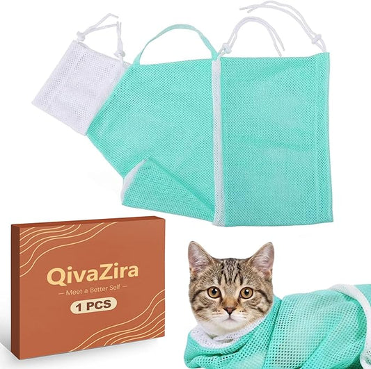 1 Piece Cat Bathing Bag Cat Grooming Bag Mesh Cat Wash Bag for Nail Trimming Ear Cleaning Injecting Restraint Bag Cat Shower Net Bag Supplies