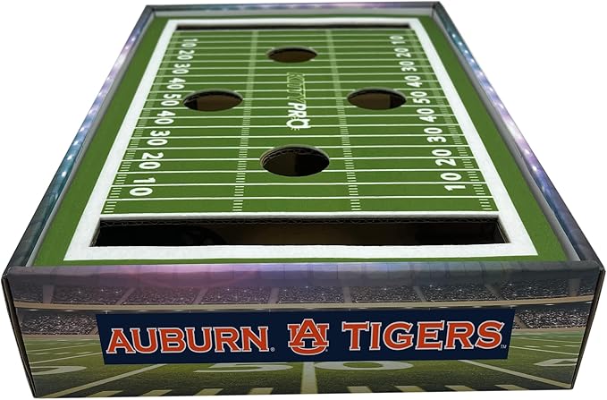 Pets First NCAA Auburn Tigers Cat Scratcher Box, Game Day Cat Toy, NCAA Football Field Designed Cat Scratcher and Lounge, Stimulating Cat Game