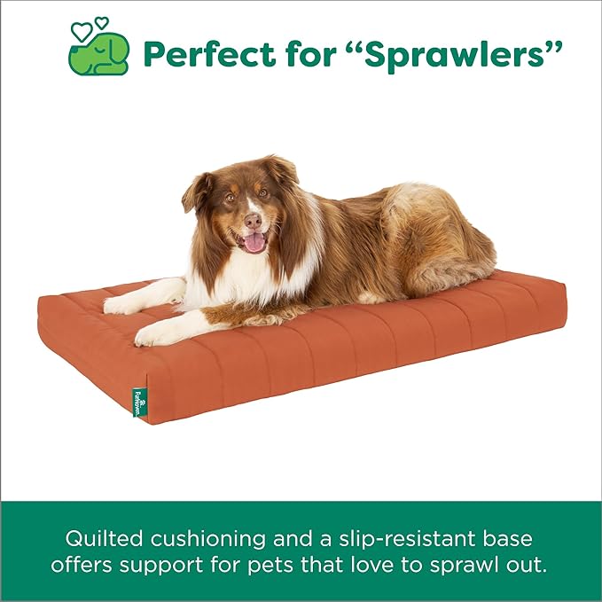 Furhaven Orthopedic Dog Bed – Puffy Quilted Foam Mattress with Removable Washable Cover, Soft & Supportive for Kennels & Crates - Large, Rust