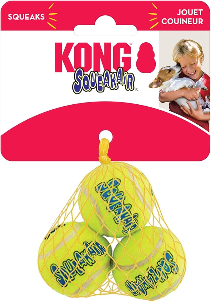 KONG - Squeakair Ball - Dog Toy Premium Squeak Tennis Ball, Gentle on Teeth (X-Small (6 Pack))
