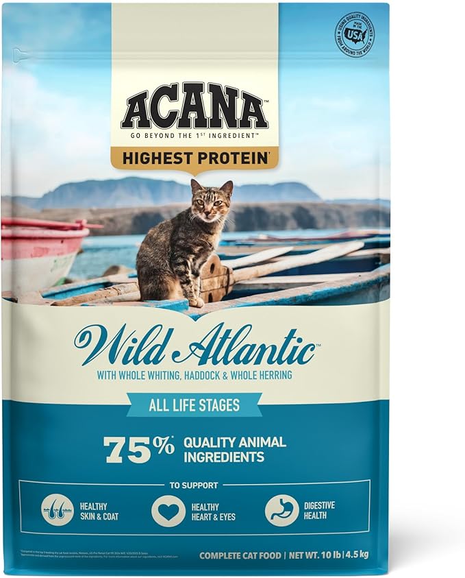 ACANA Grain-free Dry Cat Food, Wild Atlantic, Saltwater Fish with Freeze-Dried Liver, 10lb Bag