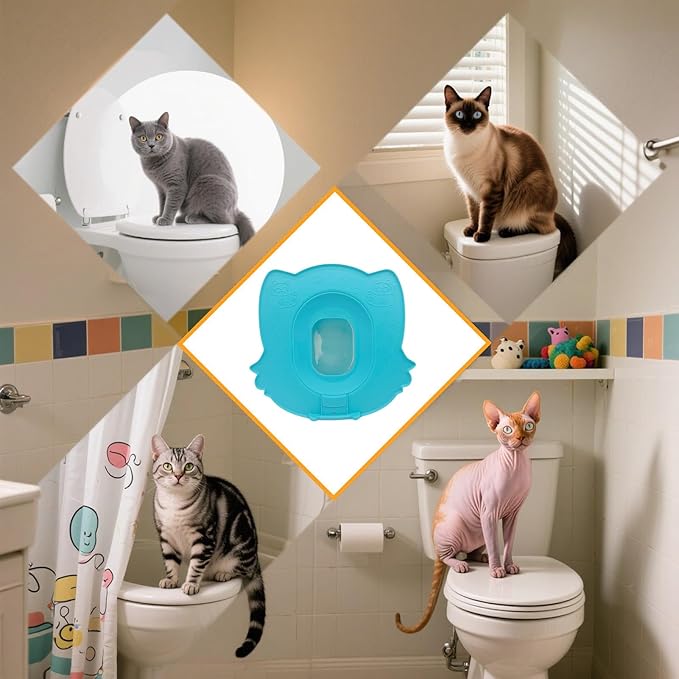 Pet Training System - Feline Bathroom Conversion Set, Adjustable Seat Insert Program with Progressive Removal Design, Reducing Guidance Feature, Ideal for Cat Owners Small Spaces Camper Living Re