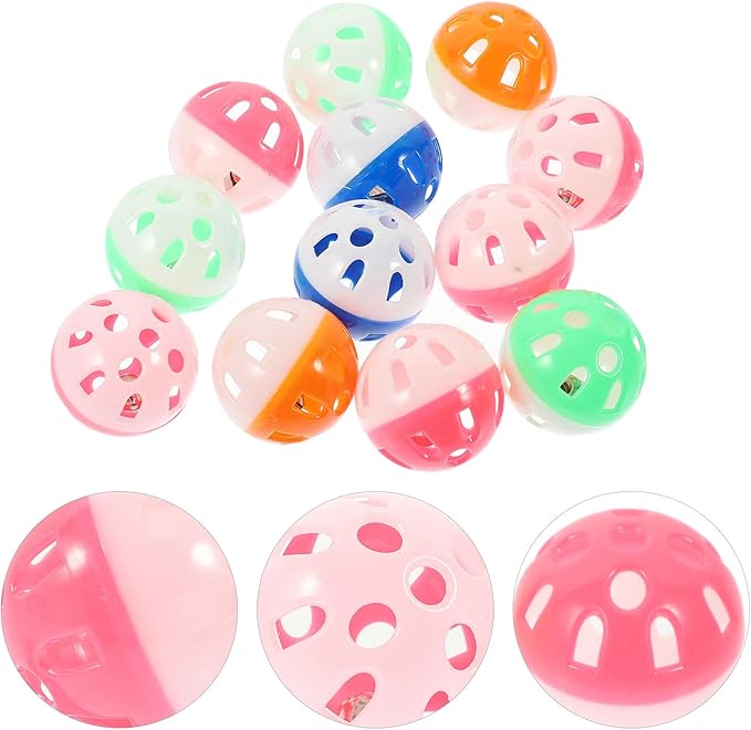 12pcs Plastic Bell Balls Bird Cage Bell Parakeet Chewing Plaything for Teeth Grinding and Playtime in Cage