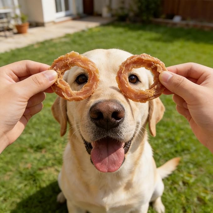 Jungle Calling Chicken Rings Dog Treats, Slow Roasted Chicken Jerky, Rawhide Free Dog Chews, High Protein Training Treats, Hip and Joint Health with Glucosamine, 10.6 oz