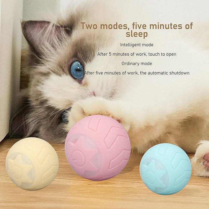 Peppy Pet Ball Automatic Rolling Ball, Interactive Dog Toy with Led Flash Colorful Lights Rechargeable Motion Activat Pet Ball Self Rotating Ball for Cat Dog (Neutral English Packaging)