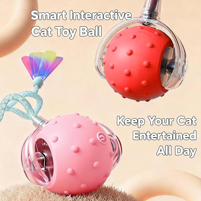 Interactive Cat Toys for Indoor Cats with 3 Tails,Automatic Moving Kitten Toys,Cat Toys for Bored Indoor Adult Cats,Smart Rechargeable Cat Enrichment Toys for Cats to Keep Them Busy, Pet Toy Cat Ball