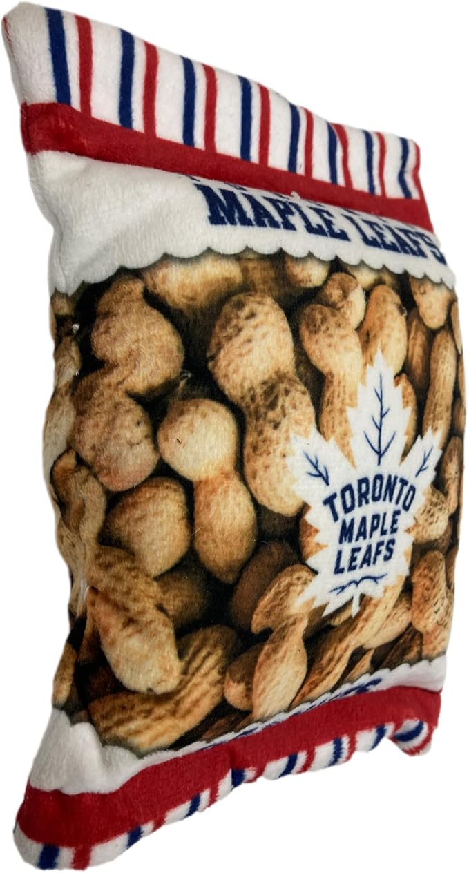 Pets First NHL Toronto Maple Leafs Crinkle Fine Plush Dog & Cat Squeak Toy - Cutest Stadium Peanuts Snack Plush Toy for Dogs & Cats with Inner Squeaker and Beautiful Hockey Team Name/Logo