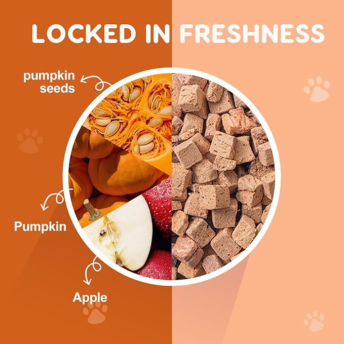 DRFOSTER Freeze-Dried Food- Sweet Potato, Pumpkin, Apple & Pumpkin Seed – High-Fiber, Natural Meal for Cats & Dogs