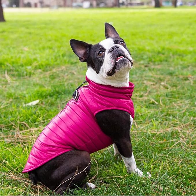 Gooby Puffer Vest - Pink, X-Large - Ultra Thin Zip Up Wind Breaker with Dual D Ring Leash - Water Resistant Small Dog Sweater Coat - Dog Clothes for Small Dogs or Medium Dogs