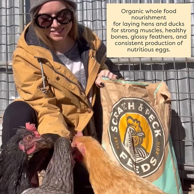 Scratch and Peck Feeds Whole Grain Layer Pellets Chicken and Duck Feed - 25 lbs Bag - Corn-Free and Soy-Free - 18% Protein, Certified Organic and Non-GMO Project Verified