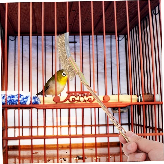 1set Bird Cage Cleaning Brush Handle and Wire Brush for Easy Cleaning of Bird Cages for Pet Owners
