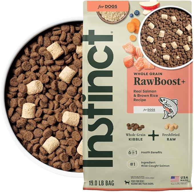 Instinct RawBoost, Natural Dry Dog Food with Freeze-Dried Pieces, Whole Grain Recipe - Real Salmon & Brown Rice, 19 lb. Bag