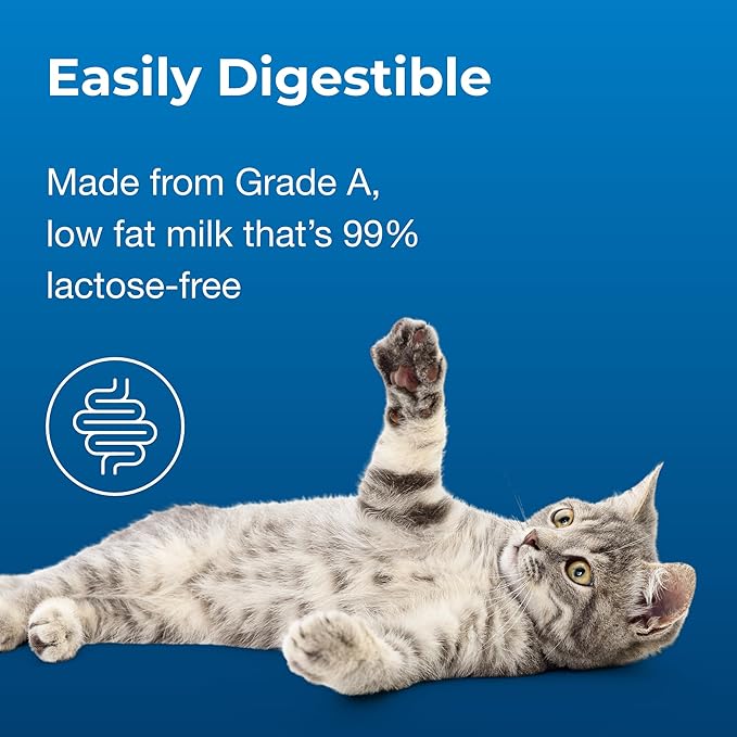 PetAg Cat-Sip Real Milk - 8 oz, 12 Pack - Ready-to-Feed Snack for Cats & Kittens - Easy to Digest with 99% Lactose-Free, Low-Fat Grade A Milk - Encourages Hydration