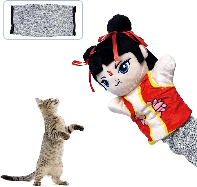 Cat Wrestling Arm Guard with Catnip - Interactive Play Glove for Cats & Kittens - Thickened Cat Kick Pad for High Energy Wrestling