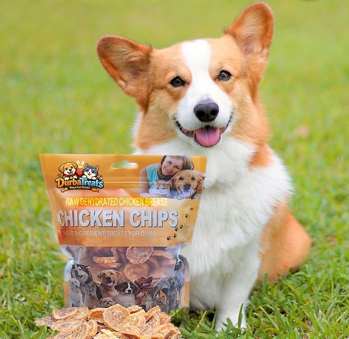 Chicken Chips for Dogs - Raw Dehydrated, Single Ingredient, Healthy Snacks, 1.5" Size, High-Protein, Low-Fat Ideal for Mess-Free Training Easily Broken Into Small Pieces (5 Ounce, Chicken Breast)