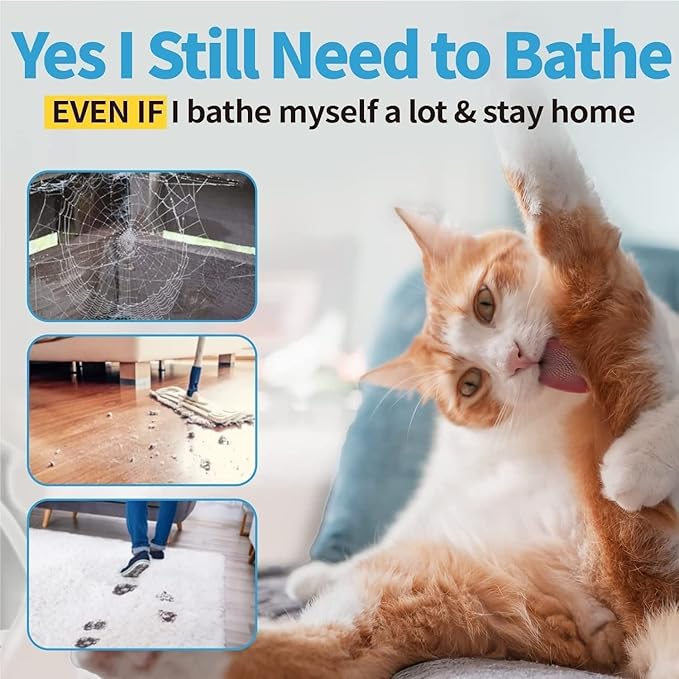Mooncat Waterless Cat Shampoo + 2-in-1 Cat Bath Brush Set, No Rinse Dry Foam Bath for Short Hair Cats & Kittens, SGS-Tested Lick-Safe, Veterinarian Approved & pH-Balanced, Brush, 5 oz