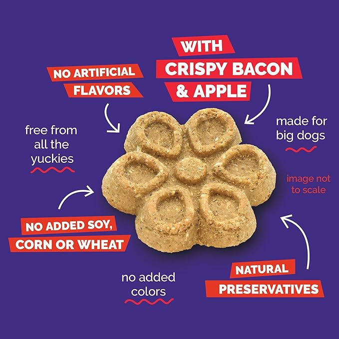Fruitables Biggies Dog Biscuits, Healthy Treats for Dogs, Pumpkin Doggie Biscuits, Crunchy Treats, Made Without Wheat, Corn and Soy, Made in the USA, Crispy Apple and Bacon Flavor, 16oz