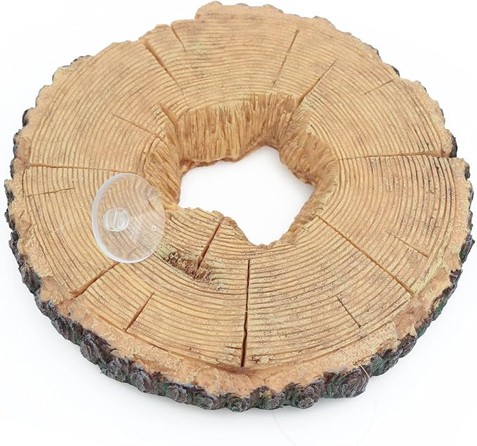 AQUA KT Aquatic Turtle Tree Trunk Round Freestanding Floating Dock Island Climbing Basking Platform Large Non Slip with Suction Cup, for Pond and Amphibian Reptile Terrarium Habitat
