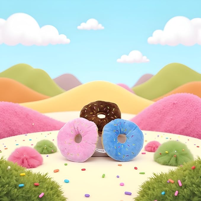 3 Pcs Colorful Pet Toy Donut-Shape Squeaky Squeaker Puppy Dog Pet Cat Kitten Sound Chews Toy Random Color Sturdy and Practical Simple and Sophisticated Design，Toys，Dog Squeak Toys