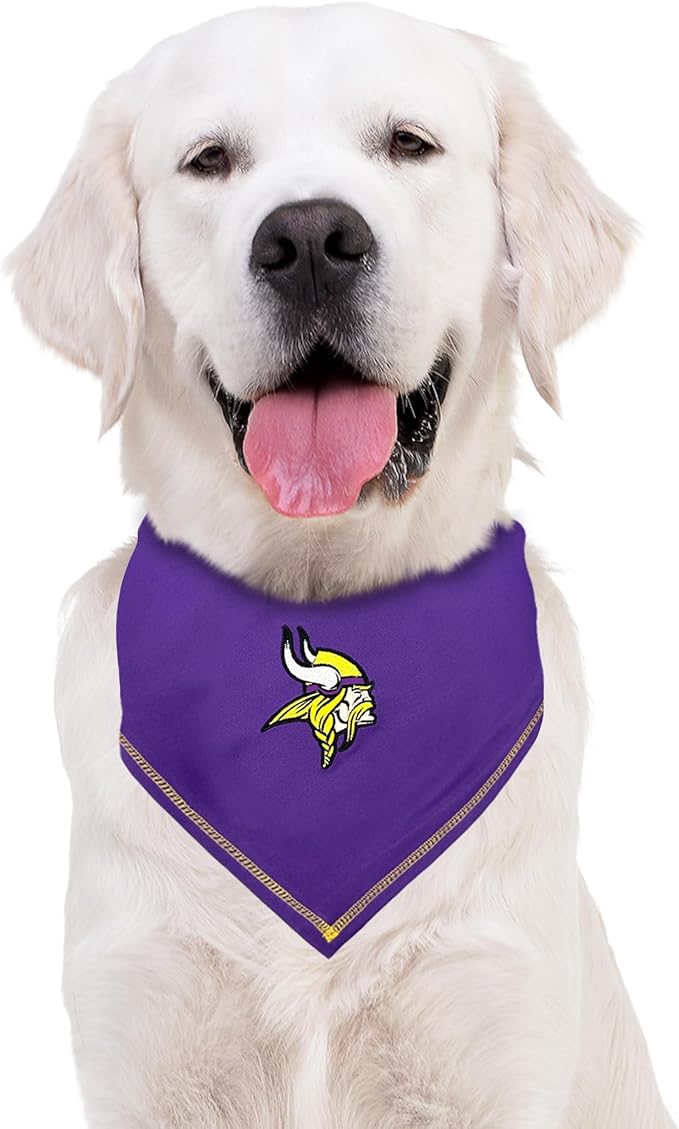 Pets First NFL Minnesota Vikings TIE Bandana, Size Large/X-Large. Dog Bandana Scarf Bib for Pet Cat Dog. The Ultimate Game-Day, Party Bandana